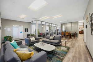 Lobby with floor to ceiling windows