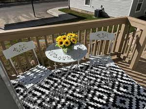 View of outside deck from kitchen door. Great space for just relaxing and entertaining!