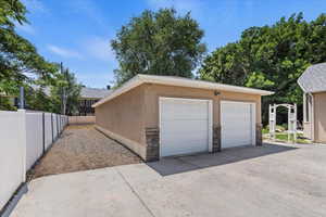 View of detached garage