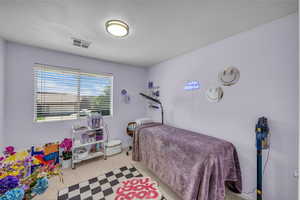 Bedroom featuring carpet
