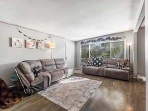 Living room featuring wood finished floors