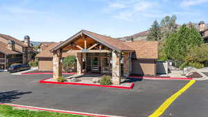 View of building exterior featuring a residential view