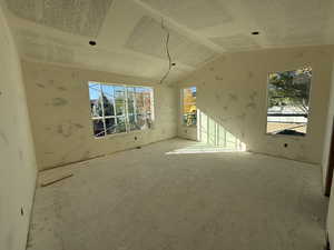 Spare room with plenty of natural light and vaulted ceiling