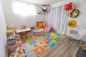 Playroom featuring wood finished floors