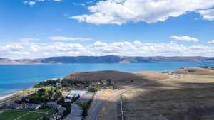 Drone / aerial view of a water and mountain view