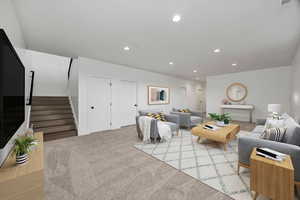 Basement living room/Virtually Staged