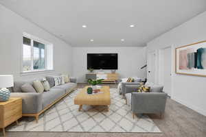 Basement living room/Virtually Staged