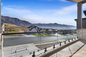 View of mountain background with nearby suburban area