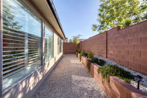 View of home's exterior featuring a fenced backyard