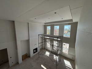 View of  family room from top of stairs