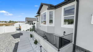 View of home's exterior with stucco siding
