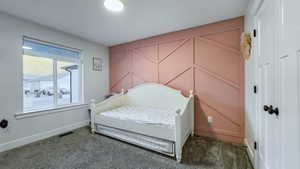 Bedroom with carpet floors