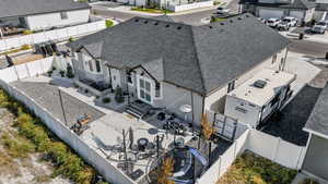 Aerial perspective of suburban area