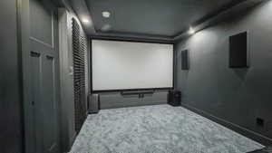 Carpeted cinema featuring baseboards