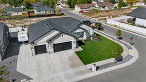 Aerial perspective of suburban area