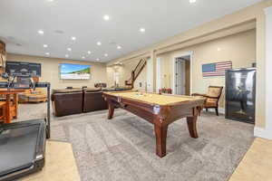 Playroom featuring recessed lighting and pool table