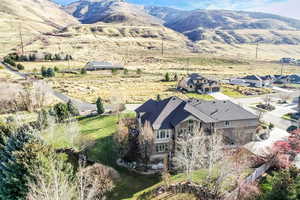 Bird's eye view of a mountain backdrop