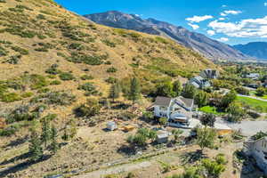 View from above of property with mountains