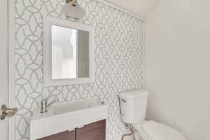 1/2 bath on second level