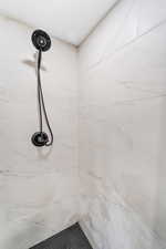 Bathroom view of tiled shower