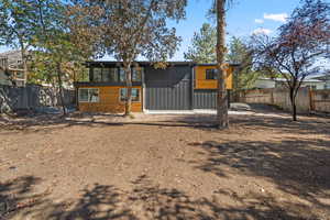 Back of property with a fenced backyard