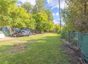 View of fenced backyard