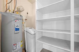Utility room featuring electric water heater