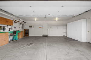 Garage featuring electric panel