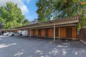 View of covered parking lot