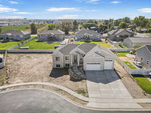 Aerial perspective of suburban area
