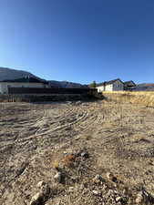 View of yard with a mountain view