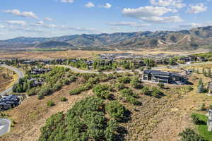 Drone / aerial view of a mountainous background