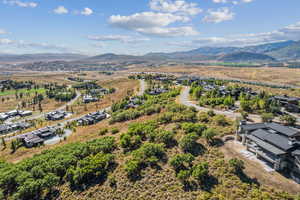 Drone / aerial view of a mountain backdrop