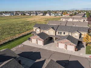 Aerial perspective of suburban area