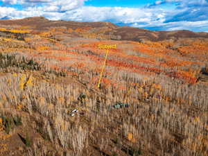 Aerial view of a mountain backdrop