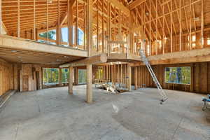 Miscellaneous room featuring high vaulted ceiling