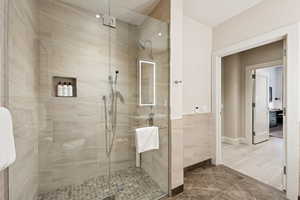 Bathroom featuring a stall shower