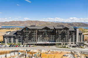 Aerial view of a water and mountain view