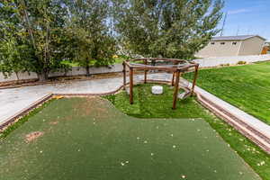 View of fenced backyard