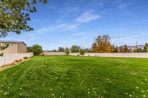 View of fenced backyard