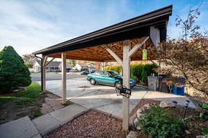 View of parking featuring a residential view