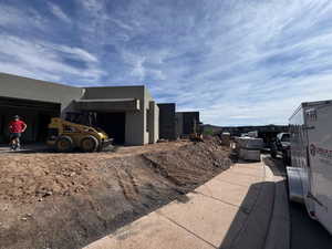 View of home's exterior with stucco siding