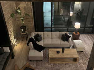 Living area featuring wood finished floors