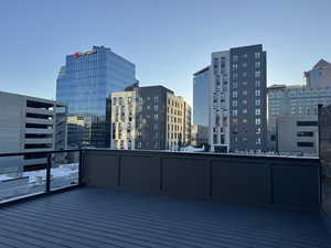 Deck featuring a view of city