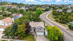 Aerial perspective of suburban area