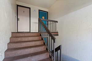 Stairway with a textured wall