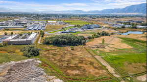 Bird's eye view of a mountainous background