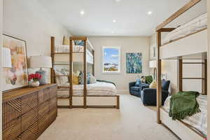 Bedroom with carpet and recessed lighting