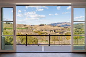 Balcony with a mountain view