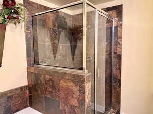 Bathroom with a stall shower